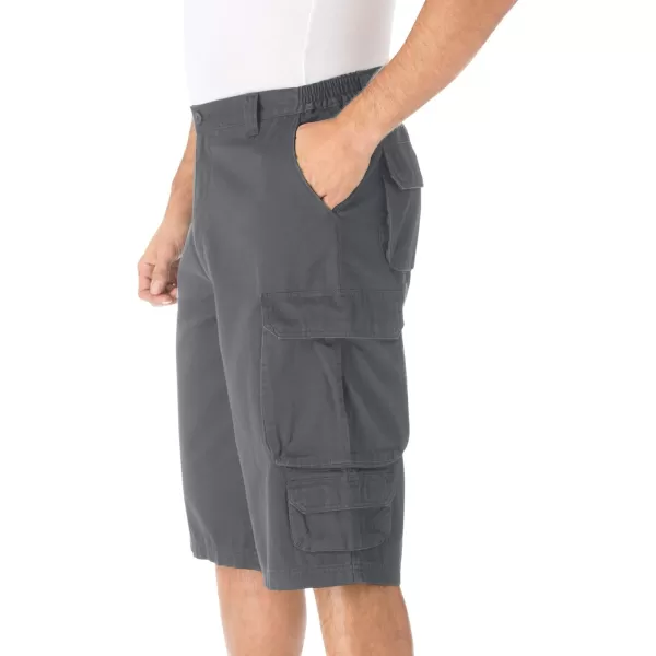 KingSize Mens Big ampamp Tall 14quot Side Elastic Cargo ShortsSteel