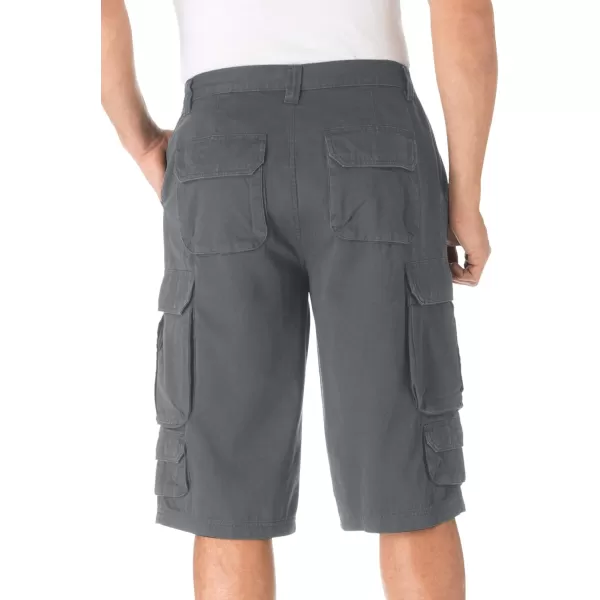 KingSize Mens Big ampamp Tall 14quot Side Elastic Cargo ShortsSteel