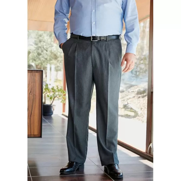 KingSize Mens Big ampamp Tall Easy Movement PleatFront Expandable Dress PantsGrey