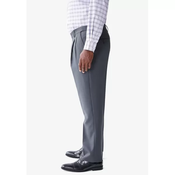 KingSize Mens Big ampamp Tall Easy Movement PleatFront Expandable Dress PantsGrey