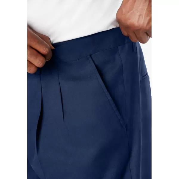 KingSize Mens Big ampamp Tall Easy Movement PleatFront Expandable Dress PantsNavy