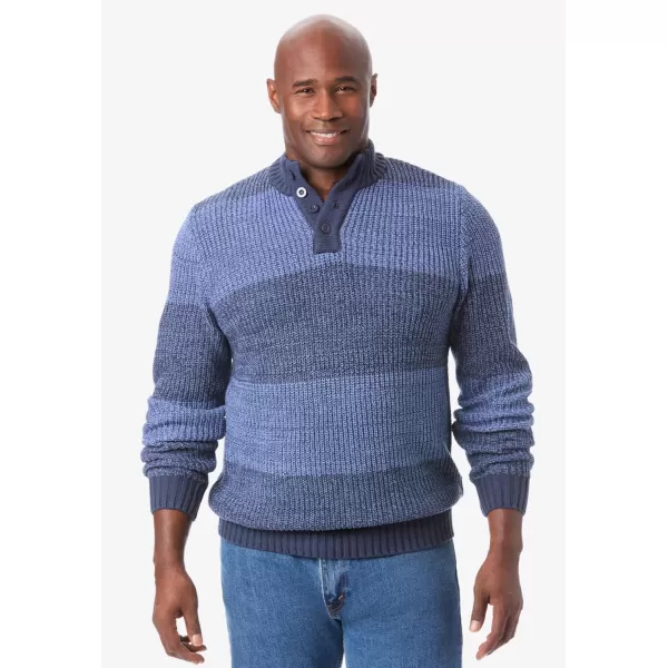 KingSize Mens Big ampamp Tall Henley Shaker SweaterKhaki Marl