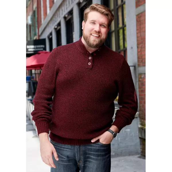 KingSize Mens Big ampamp Tall Henley Shaker SweaterNavy Marl