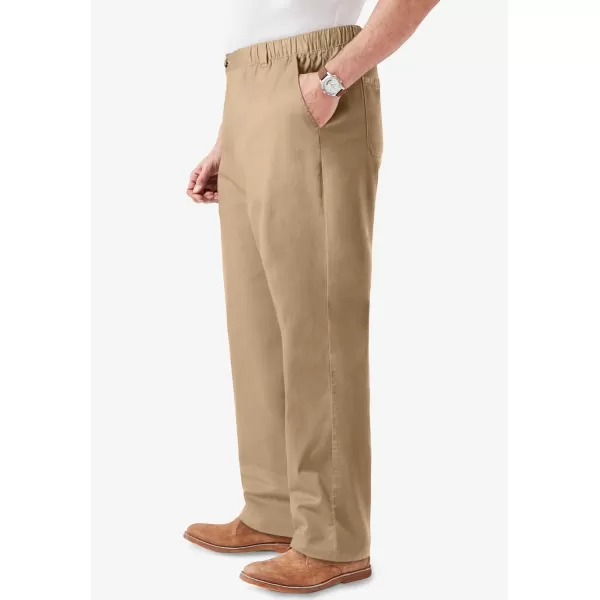 KingSize Mens Big ampamp Tall Knockarounds FullElastic Waist Pants in Twill Or DenimKhaki