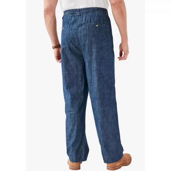 KingSize Mens Big ampamp Tall Knockarounds FullElastic Waist Pants in Twill Or DenimSlate Blue