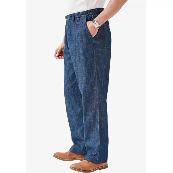 KingSize Mens Big ampamp Tall Knockarounds FullElastic Waist Pants in Twill Or DenimSlate Blue