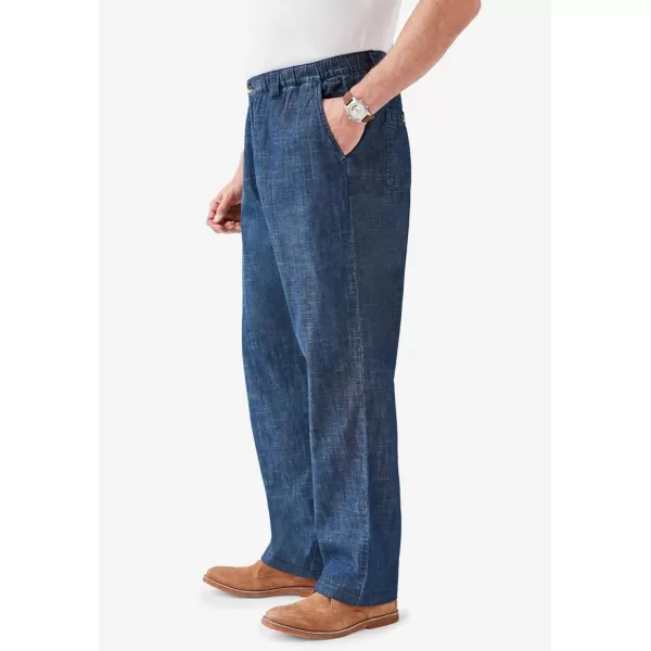 KingSize Mens Big ampamp Tall Knockarounds FullElastic Waist Pants in Twill Or DenimStonewash