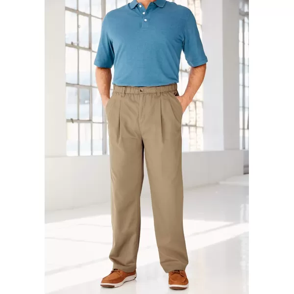 KingSize Mens Big ampamp Tall Knockarounds FullElastic Waist Pleated PantsBark