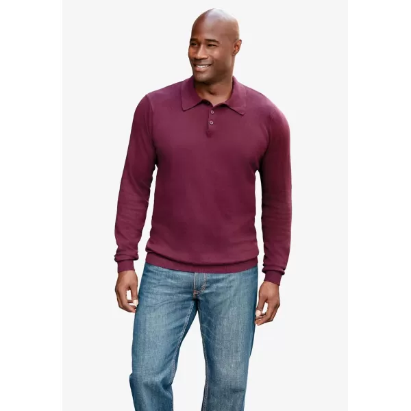 KingSize Mens Big ampamp Tall Lightweight Polo SweaterHeather Classic Brown