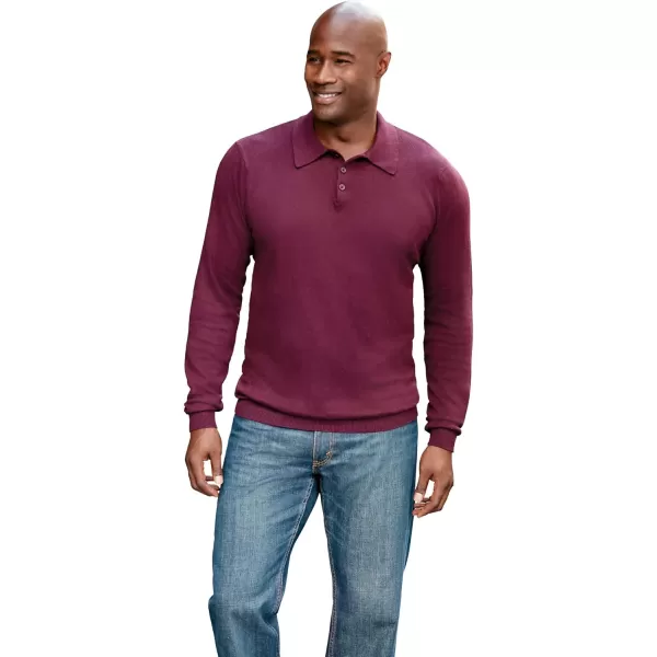 KingSize Mens Big ampamp Tall Lightweight Polo SweaterHeather Classic Brown