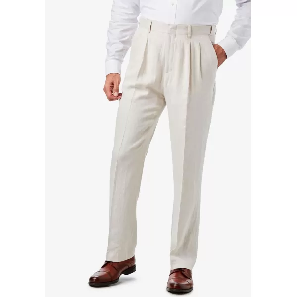KingSize Mens Big ampamp Tall Linen Blend Plain Front Dress PantsClassic Navy