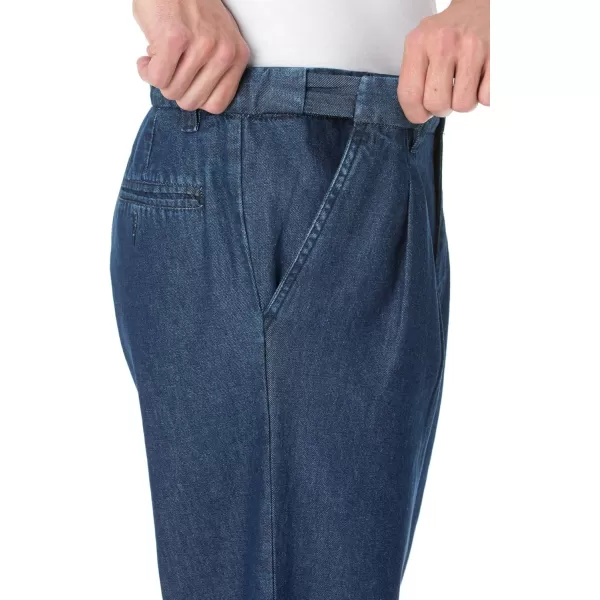 KingSize Mens Big ampamp Tall Relaxed Fit Comfort Waist PleatFront Expandable JeansIndigo