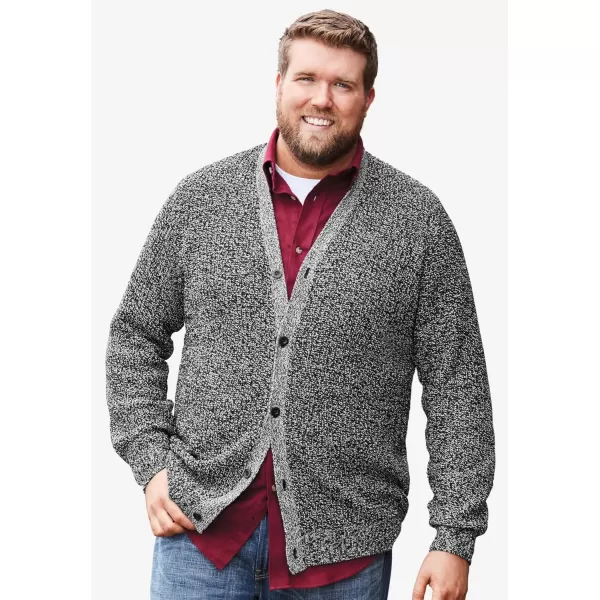 KingSize Mens Big ampamp Tall Shaker Knit VNeck Cardigan SweaterBlack Marl