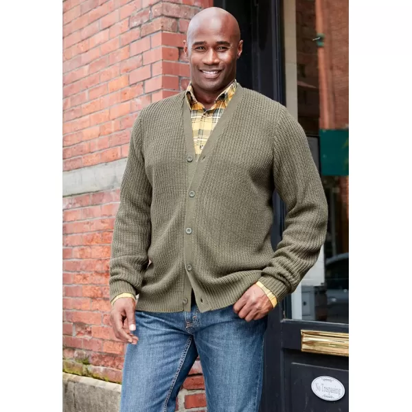 KingSize Mens Big ampamp Tall Shaker Knit VNeck Cardigan SweaterRich Burgundy Marl
