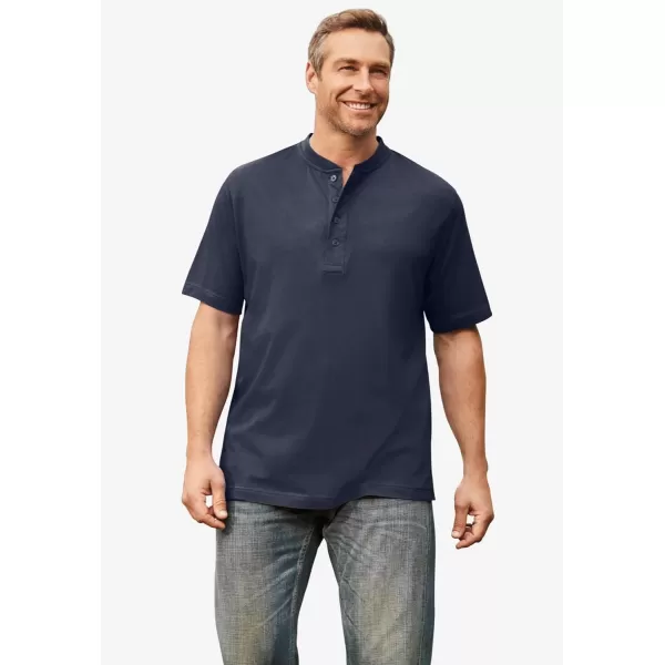 KingSize Mens Big ampamp Tall ShrinkLess Lightweight Henley TShirtNavy