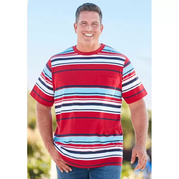 KingSize Mens Big ampamp Tall ShrinkLess Lightweight Pocket Crewneck TShirtRed Marble