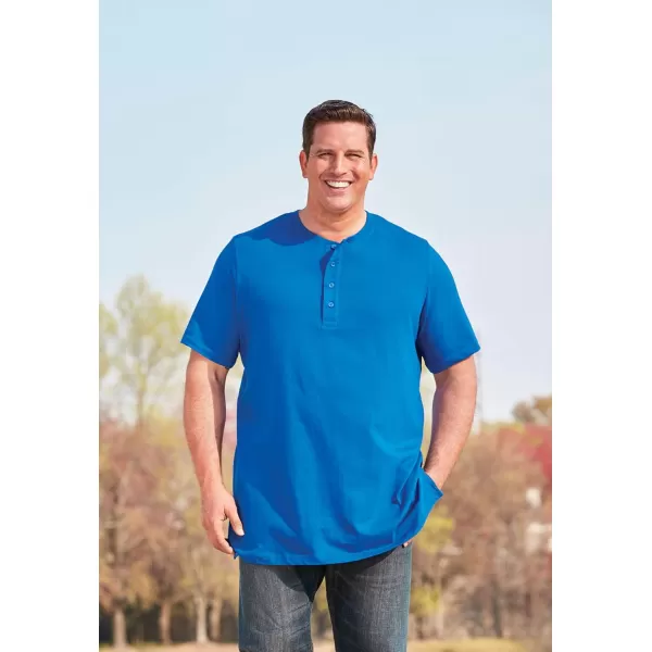 KingSize Mens Big ampamp Tall ShrinkLess Longer Length Lightweight Henley TShirtHeather Slate Blue