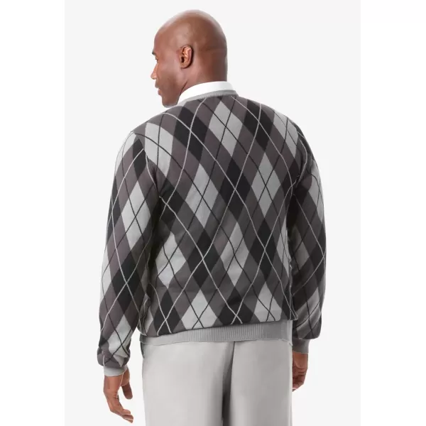 KingSize Mens Big ampamp Tall Tall VNeck Argyle SweaterGrey Argyle