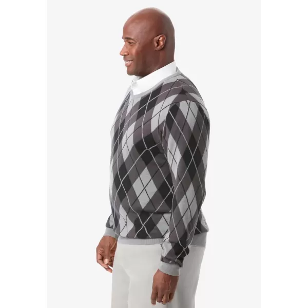 KingSize Mens Big ampamp Tall Tall VNeck Argyle SweaterGrey Argyle