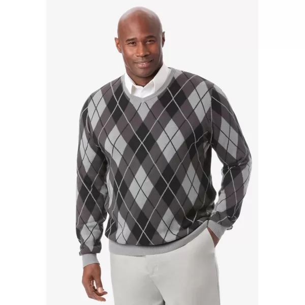 KingSize Mens Big ampamp Tall Tall VNeck Argyle SweaterGrey Argyle