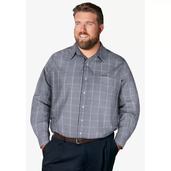 KingSize Mens Big ampamp Tall Tall WrinkleFree LongSleeve Dress ShirtBlack Stripe