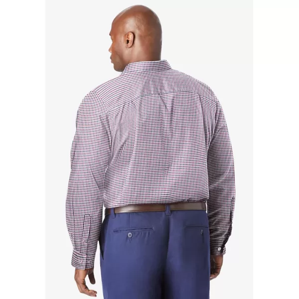 KingSize Mens Big ampamp Tall Tall WrinkleFree LongSleeve Dress ShirtRich Burgundy Gingham
