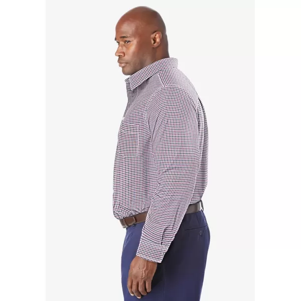 KingSize Mens Big ampamp Tall Tall WrinkleFree LongSleeve Dress ShirtRich Burgundy Gingham