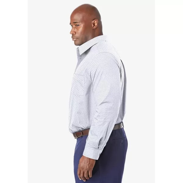 KingSize Mens Big ampamp Tall Tall WrinkleFree LongSleeve Dress ShirtWhite Navy Pindot