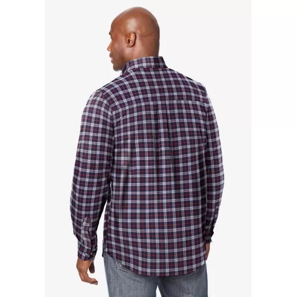 KingSize Mens Bigampamp Tall Long Sleeve Wrinkle Free Sport ShirtDark Blue Plaid