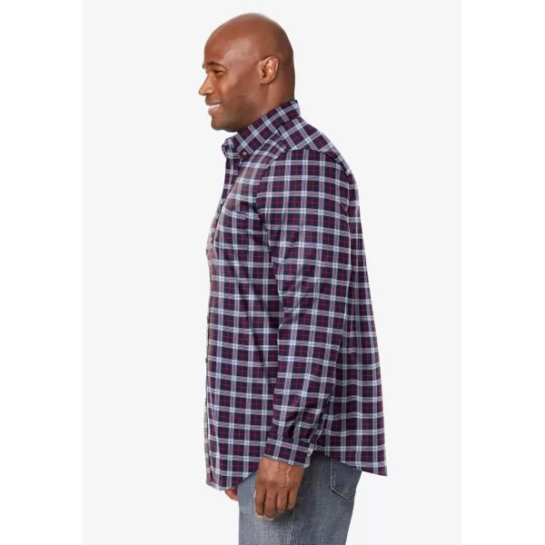 KingSize Mens Bigampamp Tall Long Sleeve Wrinkle Free Sport ShirtDark Blue Plaid