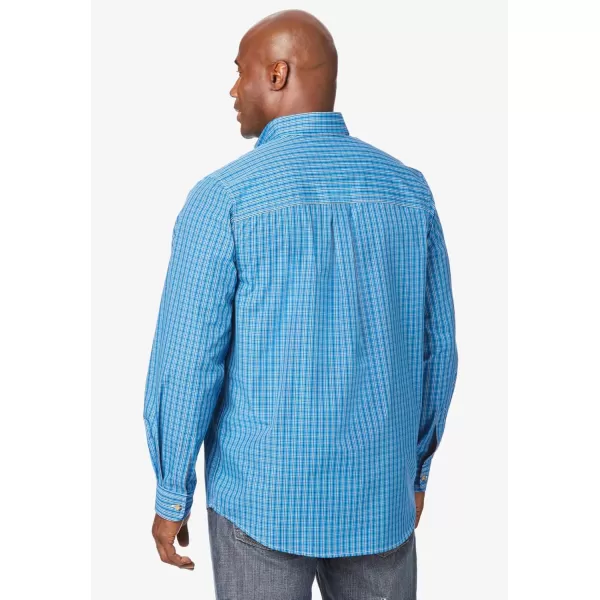 KingSize Mens Bigampamp Tall Long Sleeve Wrinkle Free Sport ShirtGreen Plaid