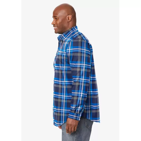 KingSize Mens Bigampamp Tall Long Sleeve Wrinkle Free Sport ShirtMidnight Navy Plaid