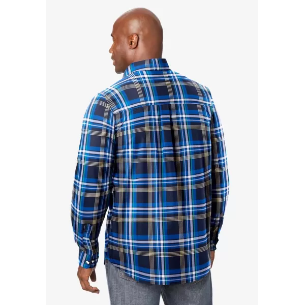 KingSize Mens Bigampamp Tall Long Sleeve Wrinkle Free Sport ShirtMidnight Navy Plaid