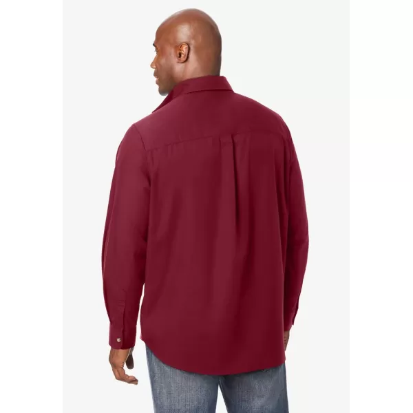 KingSize Mens Bigampamp Tall Long Sleeve Wrinkle Free Sport ShirtRich Burgundy