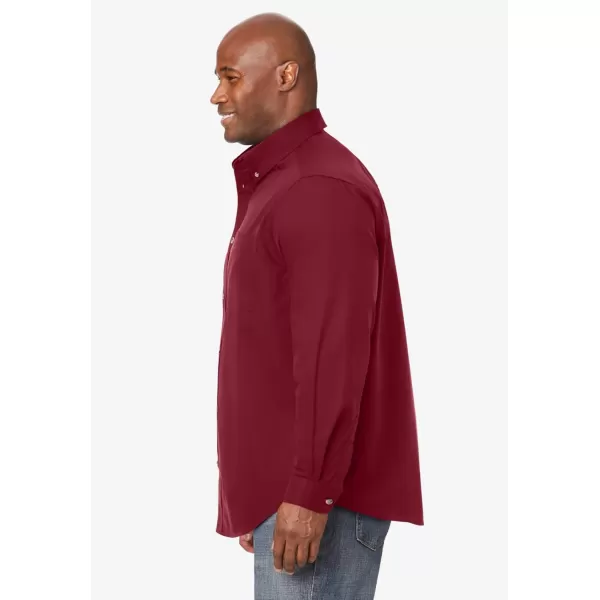 KingSize Mens Bigampamp Tall Long Sleeve Wrinkle Free Sport ShirtRich Burgundy
