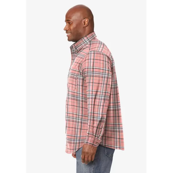 KingSize Mens Bigampamp Tall Long Sleeve Wrinkle Free Sport ShirtSalmon Plaid