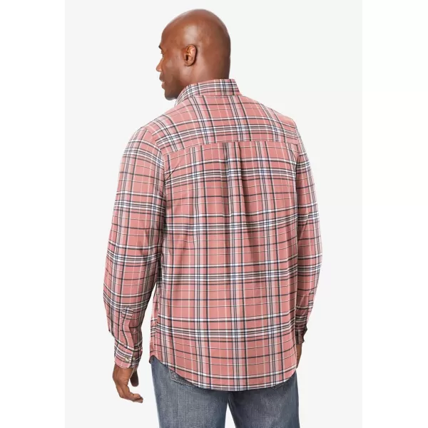 KingSize Mens Bigampamp Tall Long Sleeve Wrinkle Free Sport ShirtSalmon Plaid