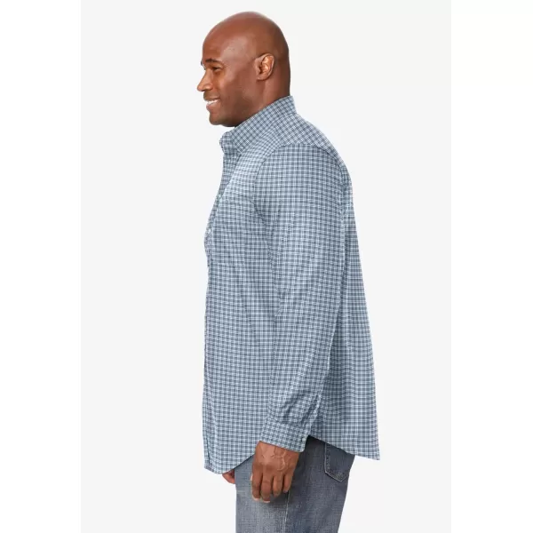 KingSize Mens Bigampamp Tall Long Sleeve Wrinkle Free Sport ShirtSteel Check
