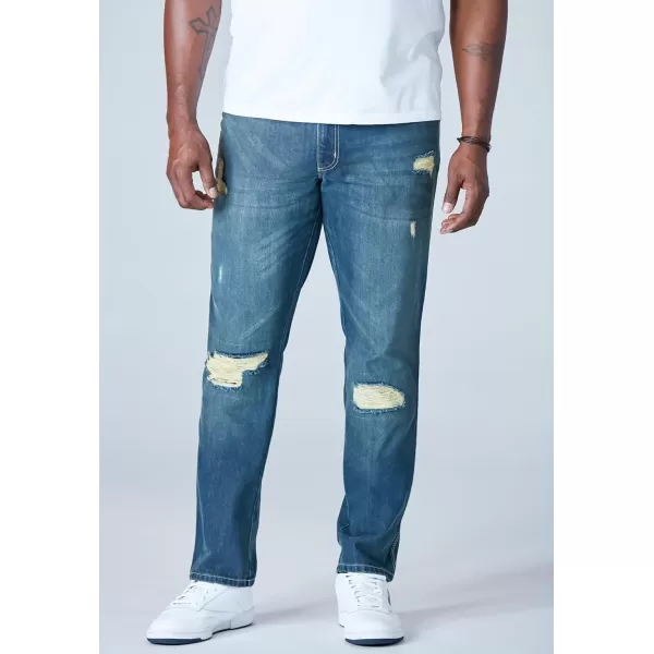 Liberty Blues by Kingsize Mens Big ampamp Tall Athletic Fit Side Elastic 5Pocket JeansDistressed