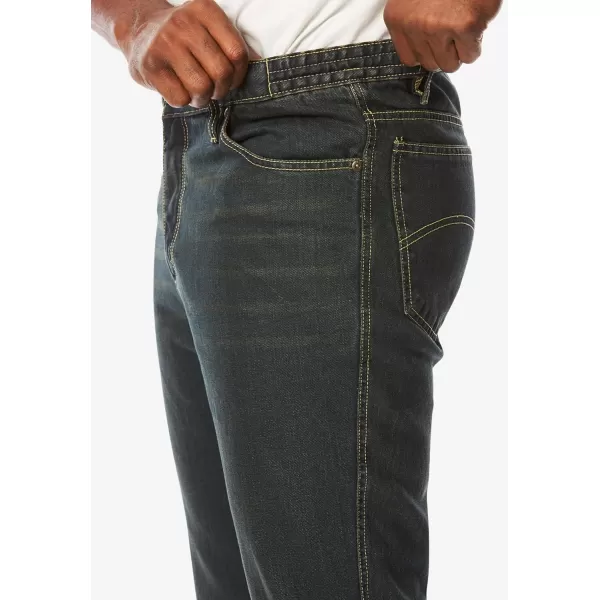 Liberty Blues by Kingsize Mens Big ampamp Tall Athletic Fit Side Elastic 5Pocket JeansDistressed