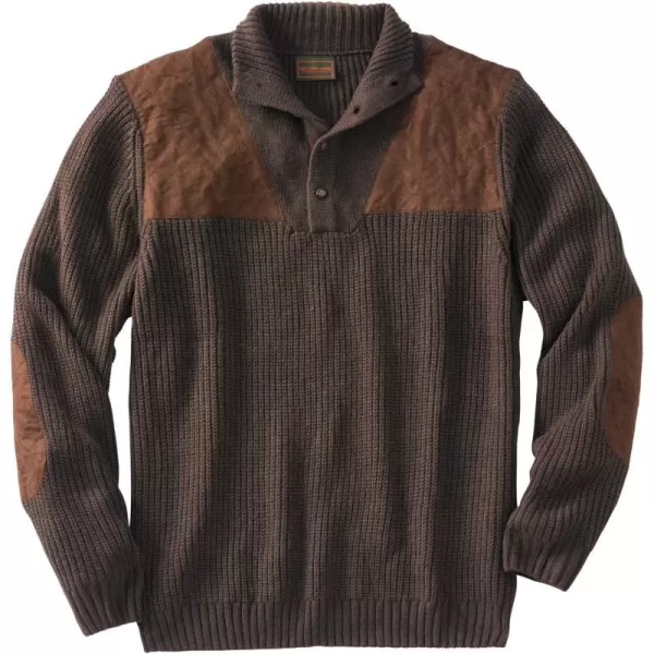 Boulder Creek by Kingsize Mens Big ampamp Tall Patch Sweater with Mock NeckDark Brown