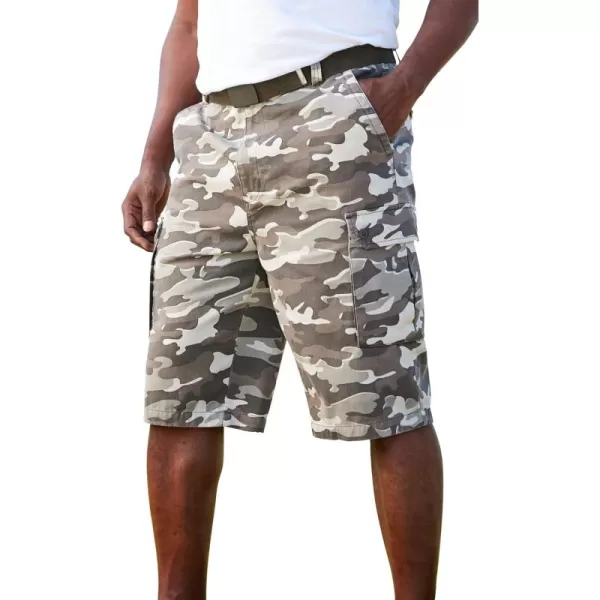 KingSize Mens Big ampamp Tall 12quot Side Elastic Cargo Short with Twill BeltCamo