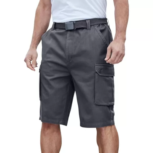 KingSize Mens Big ampamp Tall 12quot Side Elastic Cargo Short with Twill BeltCarbon