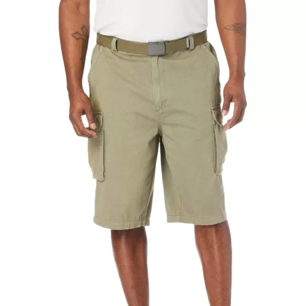 KingSize Mens Big ampamp Tall 12quot Side Elastic Cargo Short with Twill BeltDusky Green