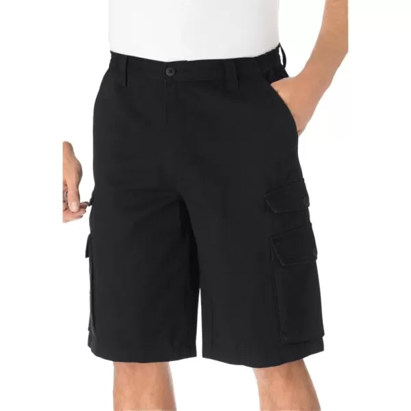 KingSize Mens Big ampamp Tall 12quot Side Elastic Cargo ShortsBlack
