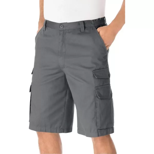 KingSize Mens Big ampamp Tall 12quot Side Elastic Cargo ShortsSteel