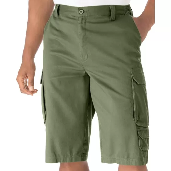 KingSize Mens Big ampamp Tall 14quot Side Elastic Cargo ShortsSafari Green