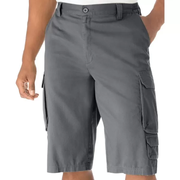 KingSize Mens Big ampamp Tall 14quot Side Elastic Cargo ShortsSteel
