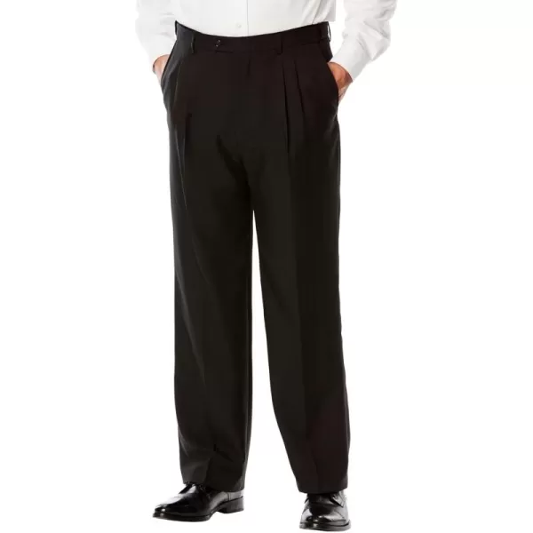 KingSize Mens Big ampamp Tall Easy Movement PleatFront Expandable Dress PantsBlack