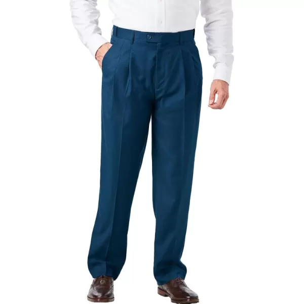 KingSize Mens Big ampamp Tall Easy Movement PleatFront Expandable Dress PantsNavy